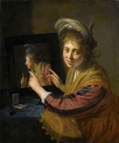 Niña en el espejo, 1632 de Paulus Moreelse